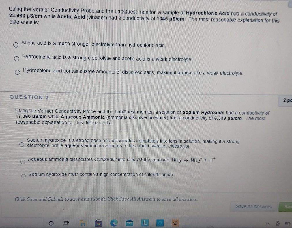 Solved Using the Vernier Conductivity Probe and the LabQuest