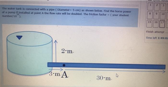 Solved 2 3 The water tank is connected with a pipe ( | Chegg.com