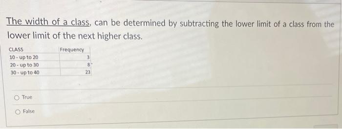 Solved The width of a class, can be determined by | Chegg.com