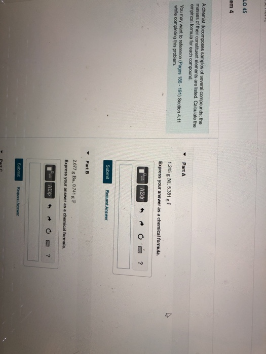 Solved HUL LO 45 em 4 A chemist decomposes samples of | Chegg.com