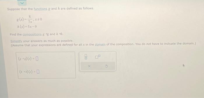Solved Suppose that the functions g and h are defined as | Chegg.com