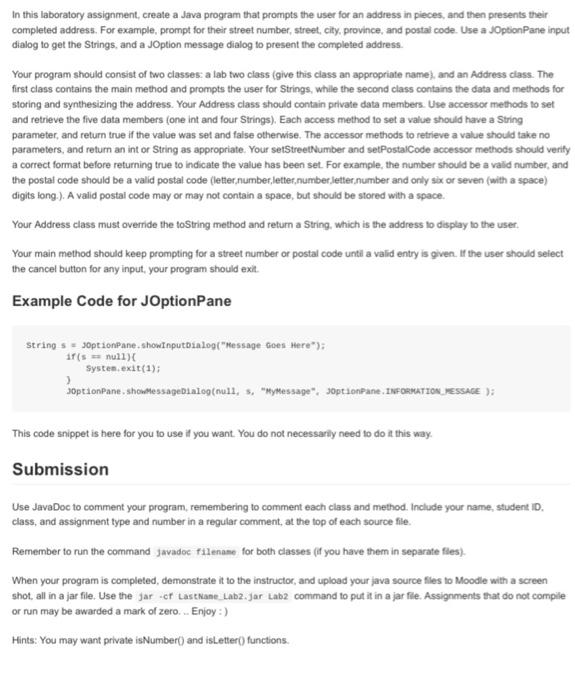 Solved In this laboratory assignment, create a Java program | Chegg.com