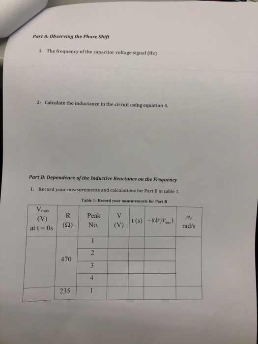 Part A: Observing the Phase Shift 1- The frequency of | Chegg.com