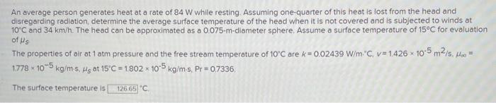 Solved An average person generates heat at a rate of 84 W | Chegg.com