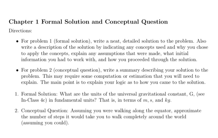 Solved Chapter 1 Formal Solution and Conceptual Question | Chegg.com