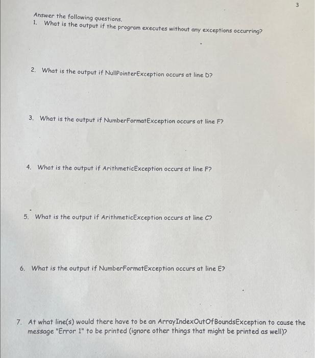 Solved NAME Exceptions HW #1 Given the class | Chegg.com