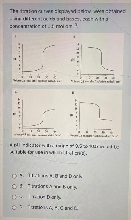 Solved The titration curves displayed below, were obtained | Chegg.com