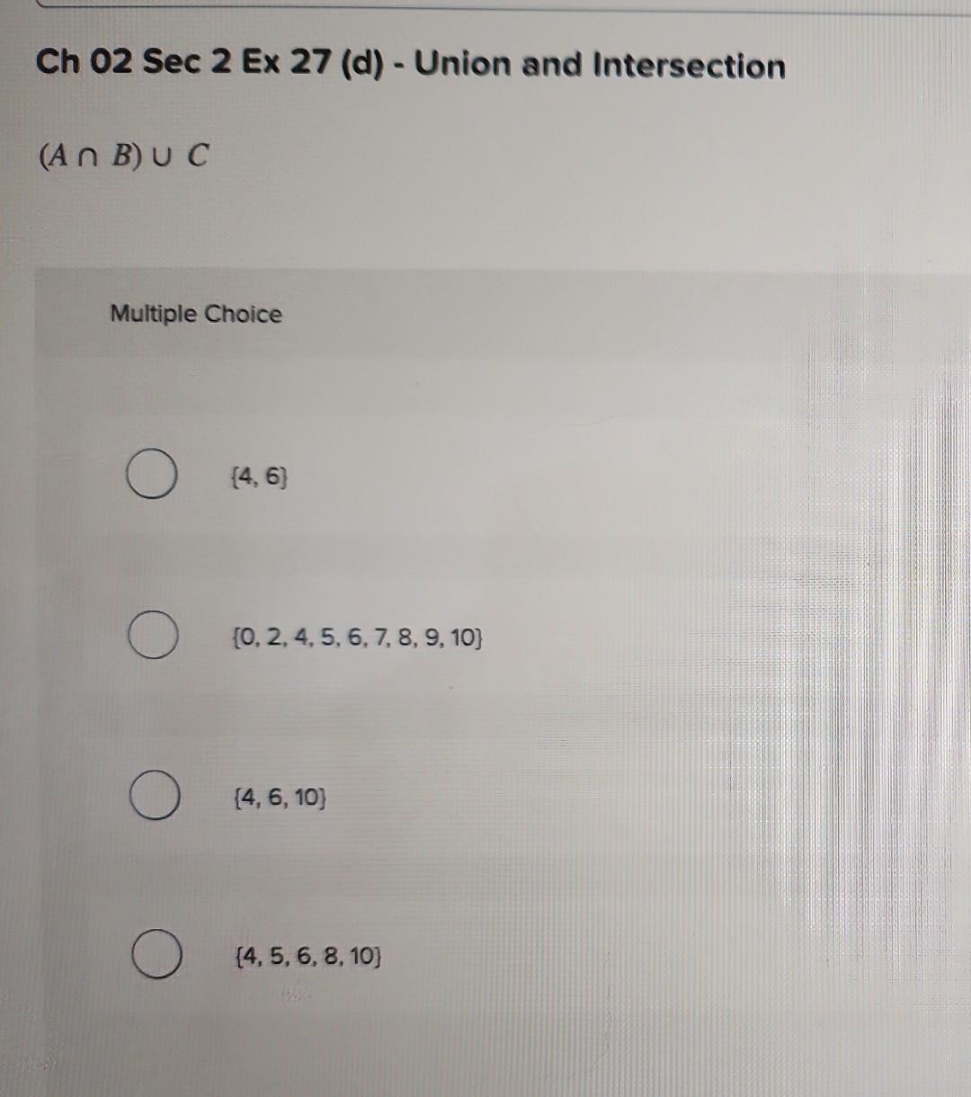 Ch 02 Sec 2 Ex 27 (d) - Union and Intersection | Chegg.com