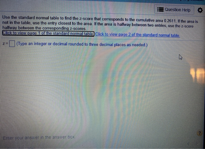 Solved Question Help Use the standard normal table to find | Chegg.com