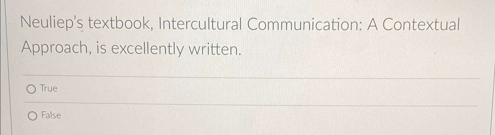 Solved Neuliep's textbook, Intercultural Communication: A | Chegg.com