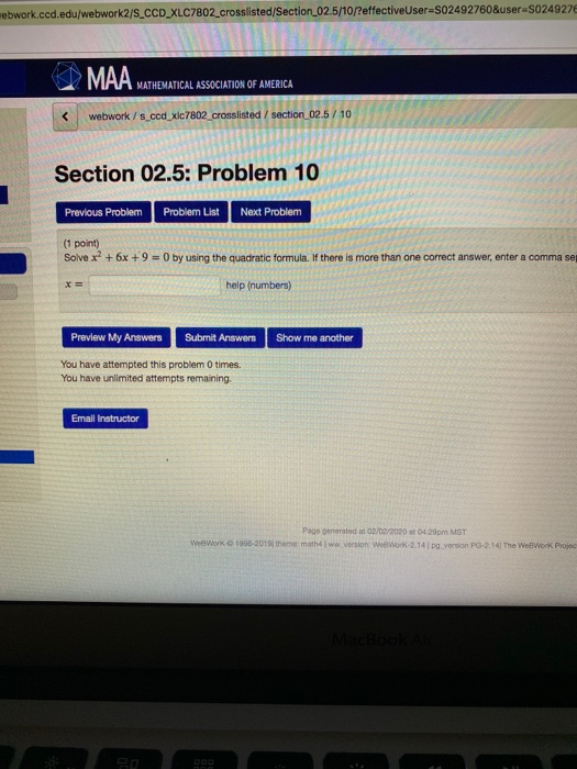 Solved webwork.cod.edu/webwork2/S.CCD | Chegg.com