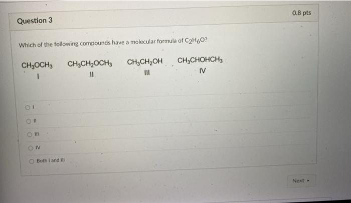 Solved 0.8 pts Question 3 Which of the following compounds | Chegg.com