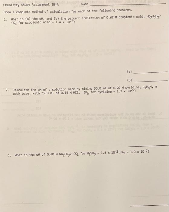 Solved Chemistry Study Assignment 18-A Name Show a complete | Chegg.com