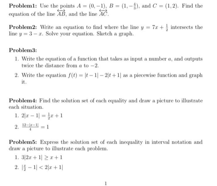 Solved Probleml: Use the points A = (0, -1), B = (1, - $), | Chegg.com