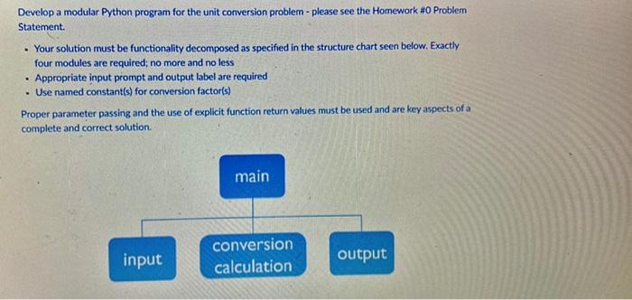 Solved a Develop a modular Python program for the unit | Chegg.com