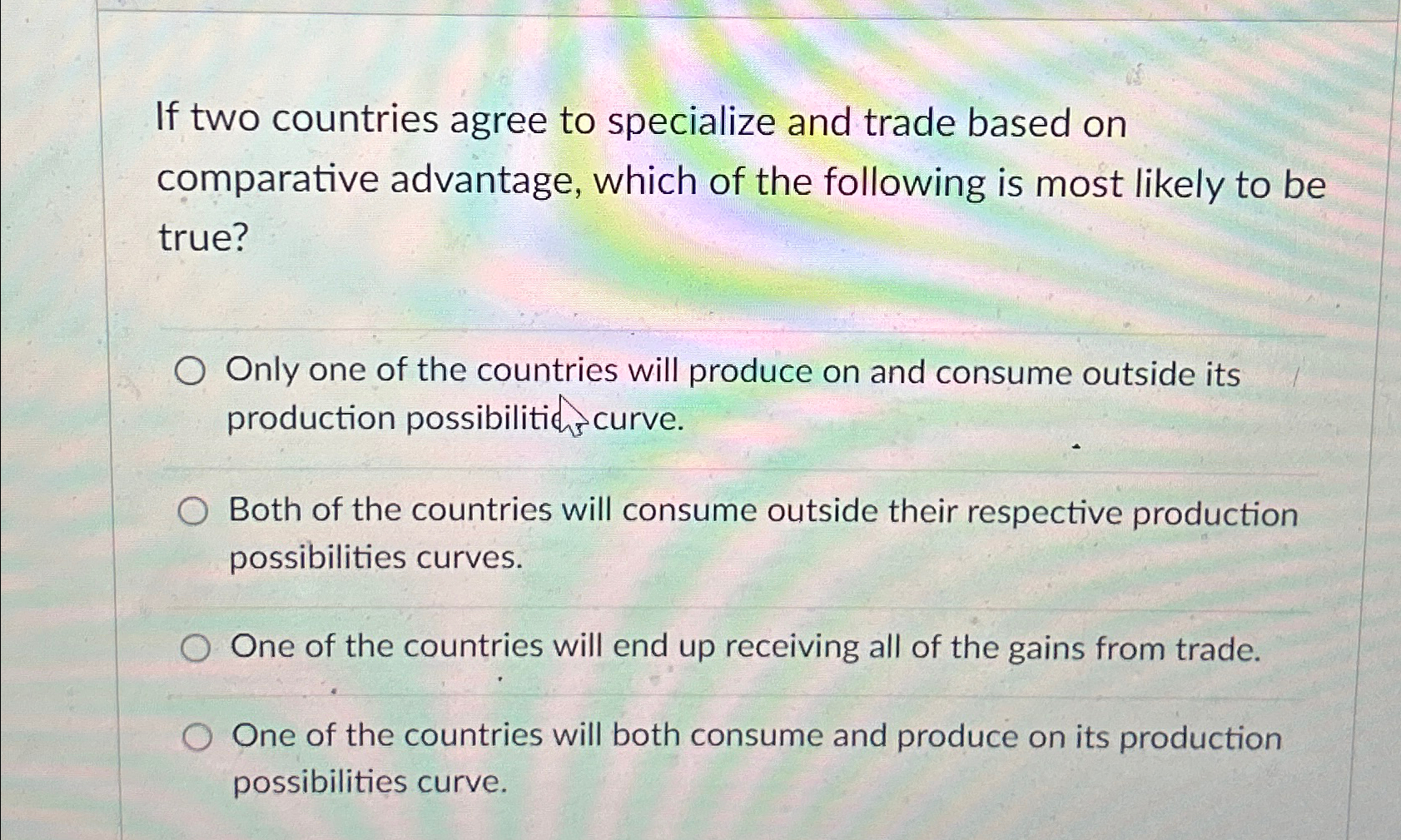 Solved If two countries agree to specialize and trade based | Chegg.com