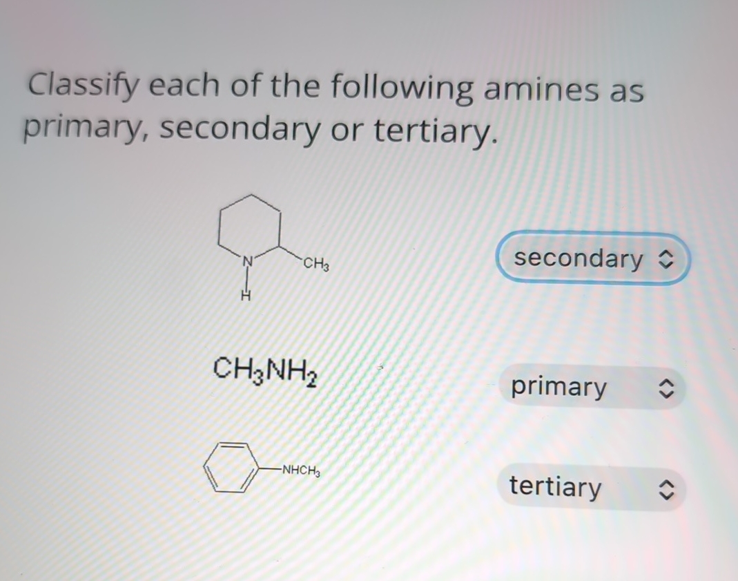 Solved Classify each of the following amines as primary, | Chegg.com