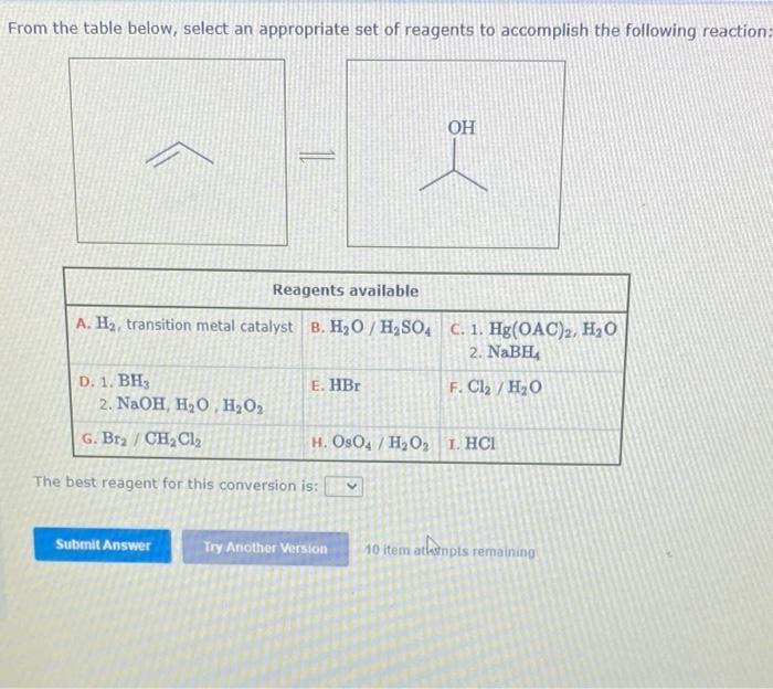 Solved From The Table Below Select An Appropriate Set Of Chegg Com