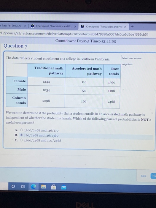 Stats Fall Aux Checkpoint Probability And Pro Chegg Com