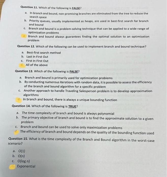Solved Question 1. Which of the following can be solved by | Chegg.com