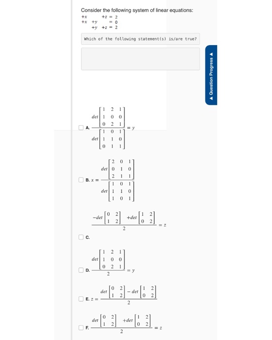 Solved Consider the following system of linear equations: | Chegg.com