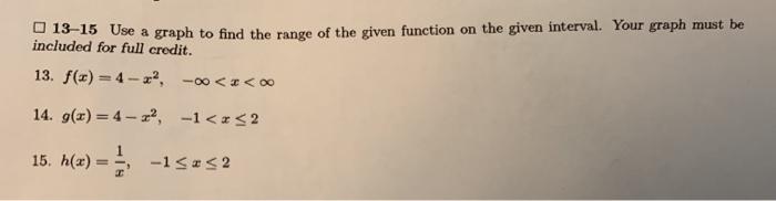 Solved 13-15 Use a graph to find the range of the given | Chegg.com