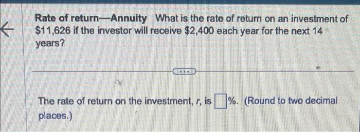 Solved Rate of return-Annuity What is the rate of return on | Chegg.com