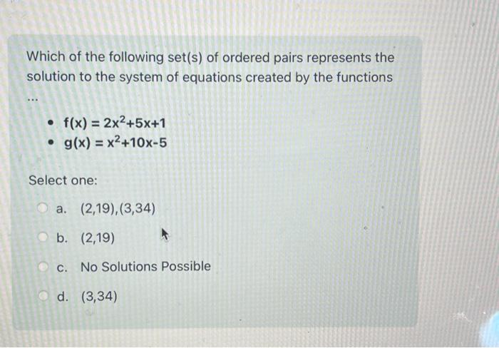 Solved Which Of The Following Set S Of Ordered Pairs Chegg Com   Image