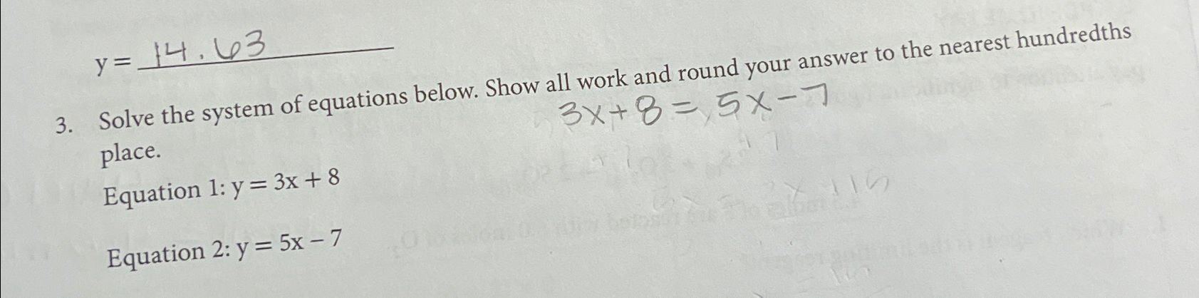 Solved Solve the system of equations below. Show all work | Chegg.com