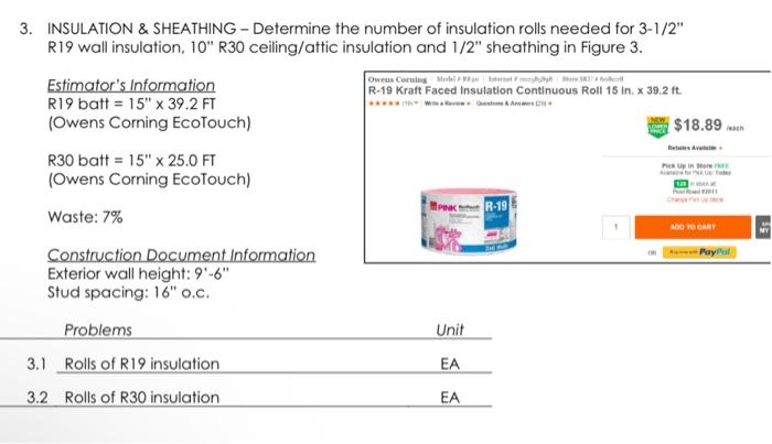 Solved 3. INSULATION & SHEATHING - Determine the number of | Chegg.com