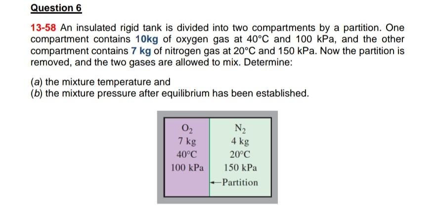 Solved Question 6 13-58 An Insulated Rigid Tank Is Divided | Chegg.com