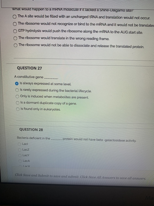 Solved What would happen to a mRNA molecule if it lacked a | Chegg.com