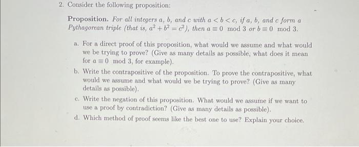 Solved 2. Consider The Following Proposition: Proposition. | Chegg.com