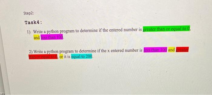 Solved Step2 Task 4: 1) Write a python program to determine | Chegg.com