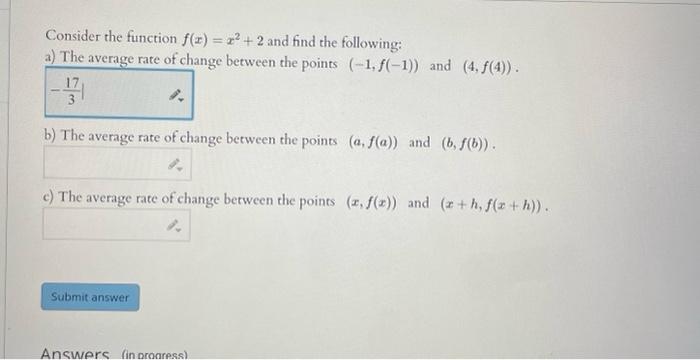 Solved Consider The Function F(x) = X2 + 2 And Find The | Chegg.com