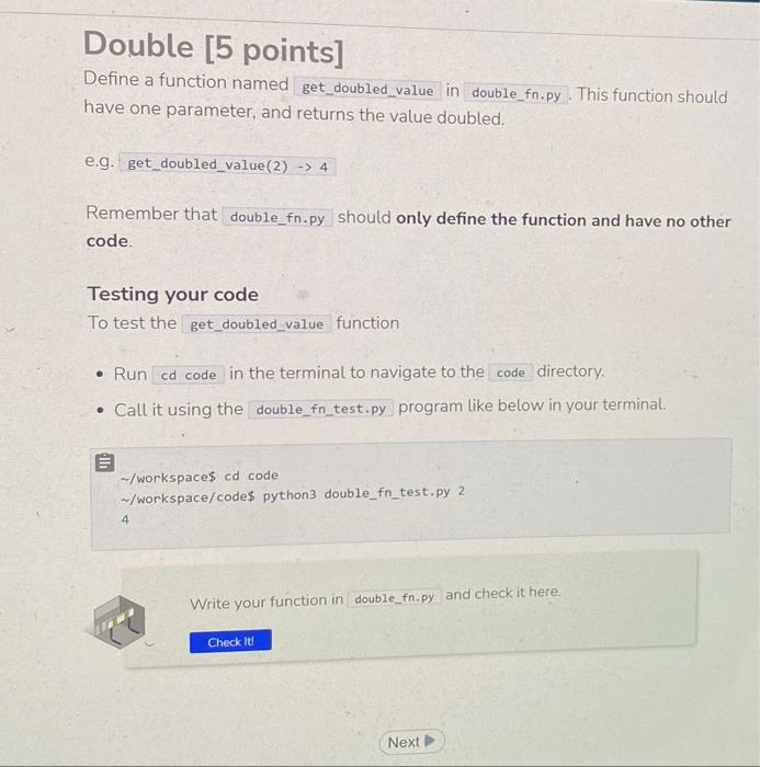 Solved Double [5 points] Define a function named in This | Chegg.com