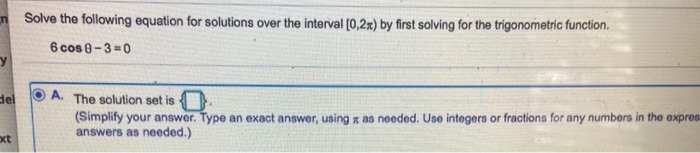 Solved Solve the following equation for solutions over the | Chegg.com