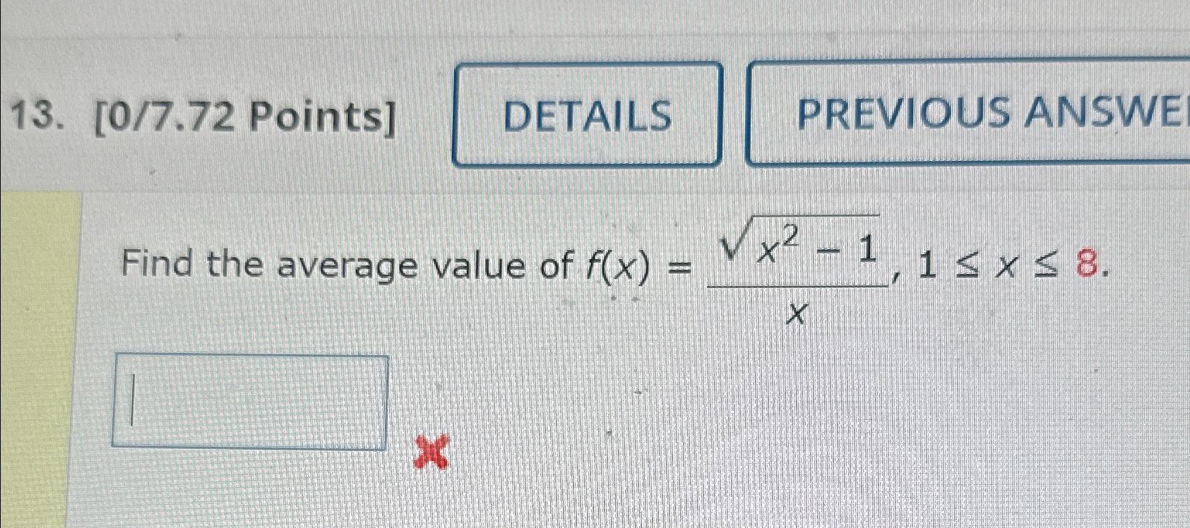 solved-find-the-average-value-of-f-x-x2-12x-1-x-8-chegg