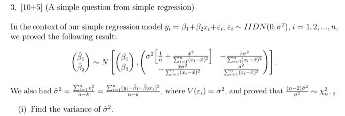 Solved 3. [10+5] (A simple question from simple regression) | Chegg.com