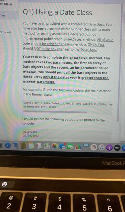 Solved Q1) Using a Date Class You have been provided with a | Chegg.com