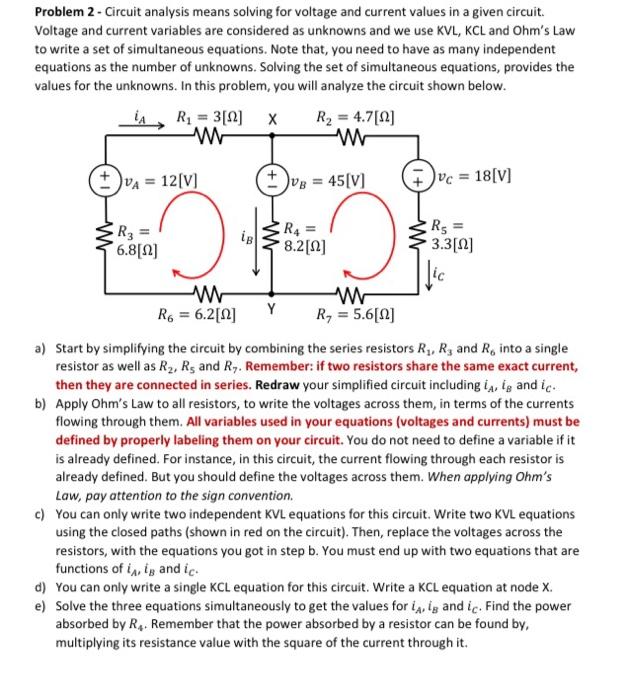 Solved Problem 2- Circuit analysis means solving for voltage | Chegg.com