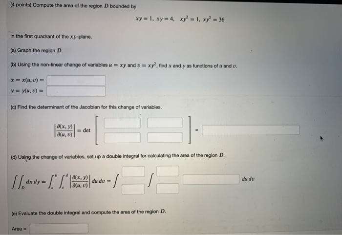 Solved (4 points) Compute the area of the region D bounded | Chegg.com