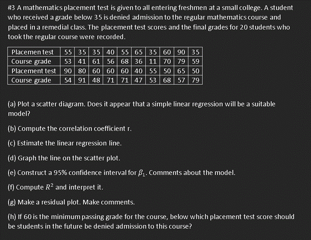 Slcc Math Placement Solved #3 A mathematics placement test is given to all | Chegg.com