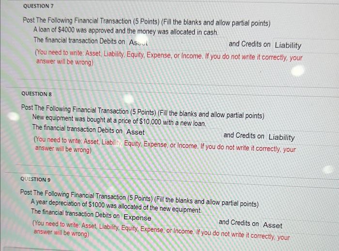 Solved Post The Following Financial Transaction (5 Points) | Chegg.com