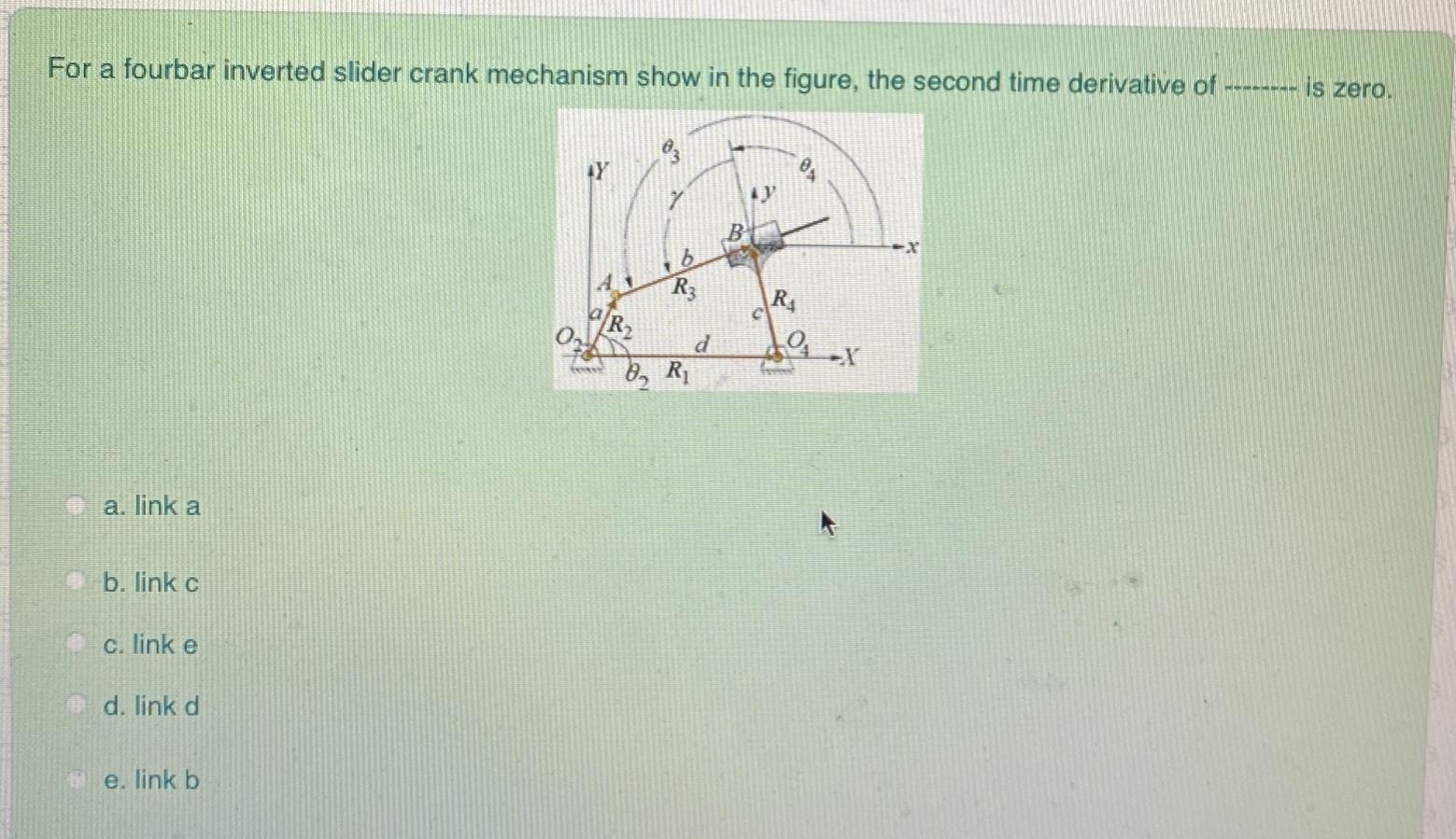 Solved For a fourbar inverted slider crank mechanism show in | Chegg.com