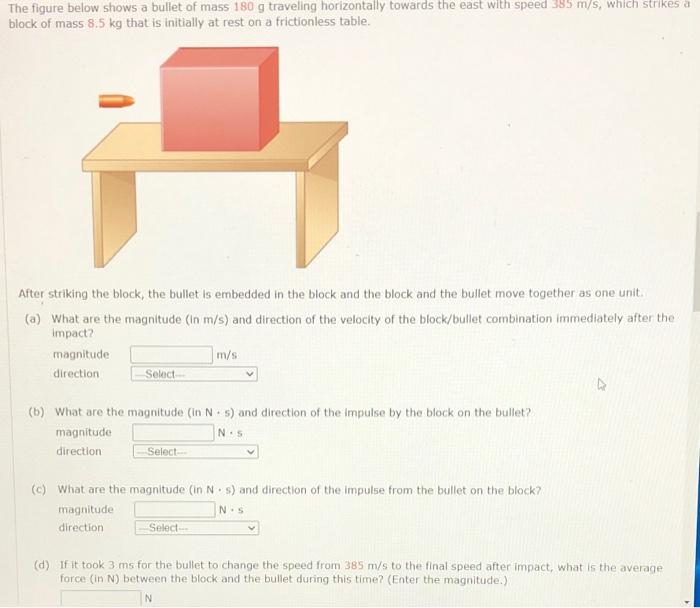 Solved The figure below shows a bullet of mass 180 g | Chegg.com