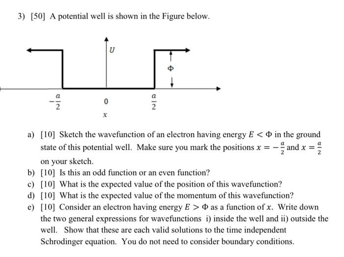 Solved 3) [50] A potential well is shown in the Figure | Chegg.com