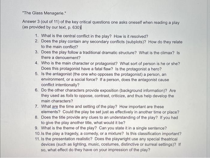 glass menagerie essay questions and answers