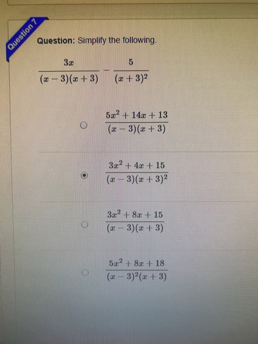 Question 7 Question Simplify The Following 3 5 Chegg Com