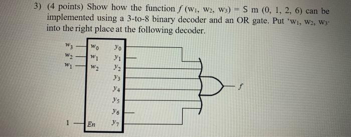 Solved 3) (4 points) Show how the function f (W1, W2, W3